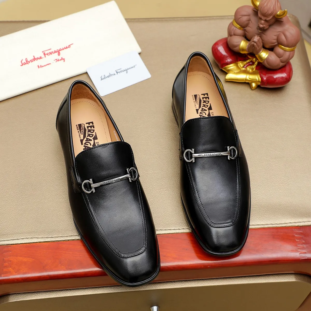 Men's Men's Shoes 260 Ferragamo [Ferragamo] top imported suit men's shoes 💯Original copy of the official website, product materials: selected imported embossed calfskin + luxury hardware buckle accessories ~ imported water-dyed cow 🐂 leather lining. Strong three-dimensional visual effect, original combination outsole, multiple colors available😘 Size: 38-45